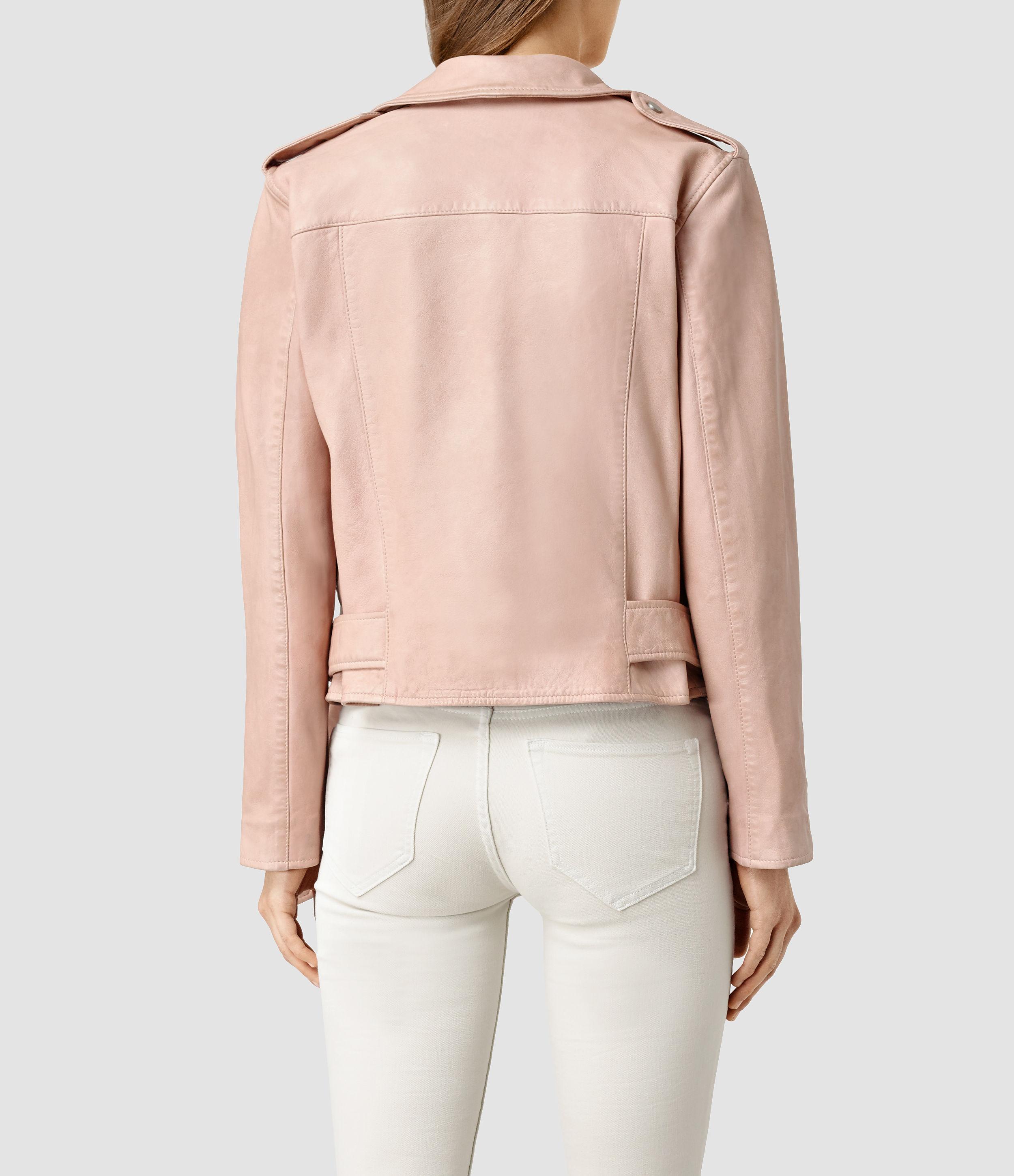 AllSaints Wyatt Leather Biker Jacket in Blush Pink (Pink) Lyst
